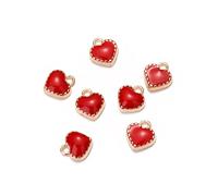 Airssory 100 dijes colgantes de corazón rojo dulce esmaltado de metal LightGold para collar de San Valentín, pulsera, joyería, manualidades, 8 x 7,5 mm