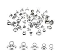 Airssory 100 piezas 5 estilo 304 acero inoxidable cuentas Cap colgante fianzas globo vidrio burbuja cubierta colgantes para cameo colgantes foto joyería collares