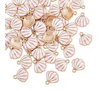 Airssory 100 piezas de esmalte de concha de mar rosa dorado pequeño colgante colgante de encantos a granel para Hawaii océano pulsera pendientes llavero fabricación de joyas
