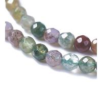 Airssory - 130 cuentas de ágata natural india de 3 mm, facetas, redondas, pequeñas, cuentas de cristal de piedra preciosa sueltas para joyería DIY, accesorios