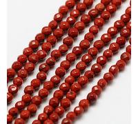 Airssory 130 Uds 3mm Natural Rojo Jaspe Hebras de Grano, Cuentas de piedras preciosas de cristal suelto redondo con facetas, divisor de espacio para joyería collar, pulsera, encanto