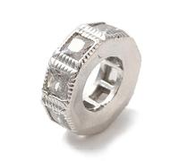Airssory 20 cuentas europeas planas y redondas de latón de circonita cúbica de 10 mm, cuentas espaciadoras sueltas de agujero grande para manualidades, joyas, collares, pulseras, manualidades