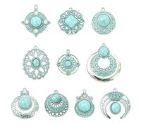 Airssory 20 dijes de 10 estilos bohemios de pátina azul imitación piedra turquesa para joyas, pulseras, collares, aretes, bolsos, llaveros, decoración de teléfono