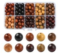 Airssory 200 cuentas redondas de madera de 8 mm, 10 estilos, color marrón y negro, cuentas espaciadoras sueltas de madera sin teñir, para manualidades, joyas, pulseras, collares, aretes, manualidades,