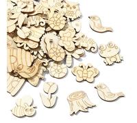 Airssory 200 piezas de forma mixta sin terminar insectos animales plantas madera talismática bosque rodajas de madera para bricolaje pintura arte artesanía hogar pared fiesta adornos