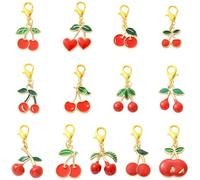 Airssory 26 piezas de 13 estilos encantadores de cerezas esmaltadas con clip de imitación de frutas con cierres de pinza de langosta para manualidades, bolsos, mochilas, decoración a granel