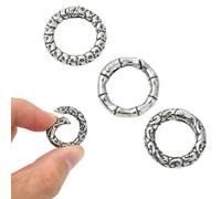 Airssory 3 anillos de acero inoxidable 316 con textura vintage de 3 estilos, anillos de metal para puerta de resorte, mosquetones redondos, ganchos a presión para hacer llaveros y joyas