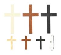 Airssory 30 dijes de cruz de madera de 6 estilos religiosos de Jesús con cadenas de bolas de hierro para joyas, pulseras, collares, aretes, accesorios de manualidades