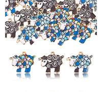 Airssory 30 dijes esmaltados de cabra de 3 colores, dijes de animales de oveja dorados, para pulseras, collares, joyas, accesorios de bricolaje, 17 x 21 mm