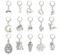 Airssory 30 piezas de 15 estilos temáticos de Halloween marcadores de puntada de aleación con diseño de calabaza, telaraña, murciélago, luna, calavera, dijes con palanca para tejer, manualidades,
