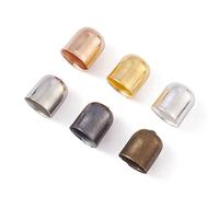 Airssory 300 piezas de 6 colores de cordón de hierro, tapas de extremo con pegamento, cierres de cordón de cuero, terminadores para manualidades, pulsera, collar, colgante, pendientes, joyería