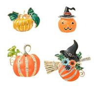 Airssory 4 broches de Halloween esmaltados de 4 estilos para otoño, calabaza, Acción de Gracias, broches de solapa para fiesta de otoño, hogar, mochila, bolsas, decoración de ropa