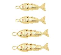 Airssory 4 dijes de latón de peces de 33,5 a 39,5 mm, 2 estilos, color dorado, diseño de animales marinos del océano, Jesús, para manualidades, joyas, pulseras, collares, pendientes, bolsos, llaveros