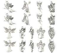 Airssory 45 piezas de 9 estilos tibetanos de estilo tibetano con forma de ángel de plata envejecida con alas para manualidades, collares, aretes, pulseras, manualidades, bolsos, llaveros, decoración