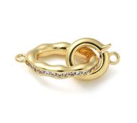 Airssory 5 cierres alargadores plegables de latón ovalados con micropavé de circonita cúbica, para pulseras, collares, tobilleras, bricolaje, joyería, pendientes, conectores, 22 x 13 mm