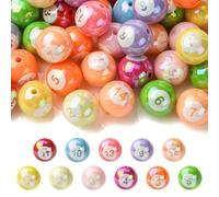 Airssory 50 cuentas acrílicas con números de bola de billar de 16 mm, cuentas de chicle redondas y gruesas para manualidades, joyas, pulseras, collares, aretes, manualidades, bolsa, llavero, 50