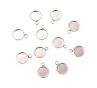 Airssory 50 piezas de 10 mm de acero inoxidable con forma de cabujón de borde liso, copas de bisel plano y redondo para hacer joyas, accesorios de bricolaje, 15 x 12 mm