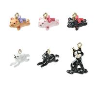 Airssory 6 dijes esmaltados de gato de 6 estilos para bricolaje, joyas, collares, aretes, pulseras, manualidades, bolsa, llavero, decoración de teléfono a granel