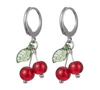 Airssory 60 marcadores de punto de cristal con forma de cereza roja, dijes de imitación de frutas con palanca para tejer ganchillo, manualidades, llavero, decoración de bolsas