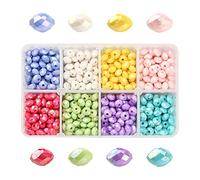 Airssory 800 cuentas acrílicas opacas de 8 colores, chapadas en color AB, cuentas facetadas Rondelle para bricolaje, diadema, pulseras, collares, manualidades, 6 mm
