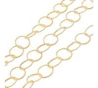 Airssory Cadena de eslabones circulares de acero inoxidable 304 de 5 m, cadena de eslabones rolo, anillo grande, sin acabar, cadenas de collar dorado para hacer joyas, 65 x 59 mm