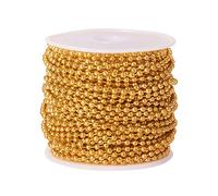 Airssory Cadenas de bolas de latón de 32,8 pies (10 metros), chapadas en plata de larga duración, soldadas con carrete para llaveros, llaveros, joyería, manualidades, 2,4 mm