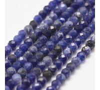 Airssory - Cadenas de cuentas de sodalita natural facetada de 3 mm, 120 piezas, cuentas de cristal sueltas pequeñas redondas para hacer pulseras, collares, joyería DIY