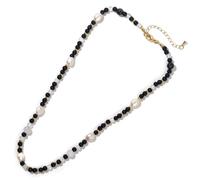 Airssory Collares de perlas de agua dulce de obsidiana natural de forma redonda, espaciador de piedra, cadenas de cuentas para collares, joyas, manualidades, decoración, Perla