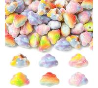 Airssory Cuentas acrílicas impresas de doble cara, 50 piezas, colores mezclados, cuentas celestiales climáticas, para joyas, pulseras, collares, pendientes, manualidades, llavero