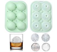 Airssory Molde de silicona para cubitos de hielo con diseño de pelota de baloncesto, fútbol, golf, verde, 19,3 x 13,5 x 3,7 cm, molde de esfera de 6 cavidades para whisky, cócteles, fiestas y bebidas