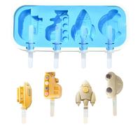 Airssory Molde de silicona para helado, diseño de cohete de coche, azul, 9,5 x 23,5 x 3 cm, máquina de paletas de 4 cavidades para golosinas congeladas caseras