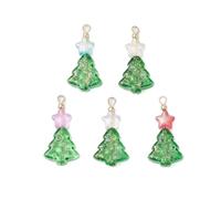 Airssory Random Styles - Abalorios de cristal con diseño de árbol de pino, diseño de frutas, flores, hojas, estrellas de mar, pinos, bonitos dijes de Navidad para manualidades, joyas, pulseras,