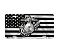 Airstrike Placa de matrícula de la Bandera del Reino Unido de Gran Bretaña e Irlanda del Norte con Emblema del Cuerpo Marino, Fabricada en EE. UU.