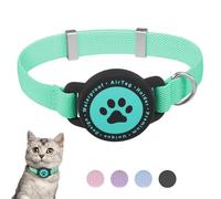 Airtag Collar de Gato Elástico, con Soporte para Apple Air Tag Soporte, Ligero y Cómodo, Ultra Elástico GPS, Collares para Gatos, Gatitos y Cachorros (Verde)