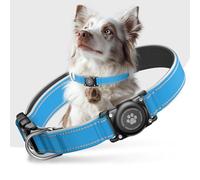 Airtag Collar de perro - 100% resistente al agua Air Tag Collar para perros Apple AirTag, reflectante, acolchado suave, duradero collar para perros medianos y grandes (azul, L (12,6-18,1"))