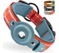 Airtag Collar de Perro con Etiqueta de Aire Directo, Collar de Perro Reflectante para Apple Air Tag para Perros Grandes, Medianos y Pequeños, Rosa, Talla L