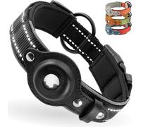 Airtag Collar de Perro con Etiqueta de Aire Directo, Collar de Perro Reflectante para Apple Air Tag para Perros Grandes, Medianos y Pequeños, Negro, Talla M