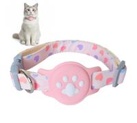 AirTag - Collar para Gatos con Cierre de Seguridad, Correa elástica para Apple AirTag de Piel para Gatos, con Nombre y Campana, con GPS rastreador de Gato (Rosa)