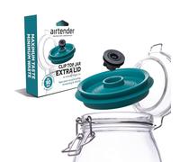Airtender Tapa al vacío y nanotope para tarros (turquesa, reutilizable, apto para lavavajillas, sin BPA, compatible con WECK, etc., utensilios de cocina, durabilidad, cierre) 81447