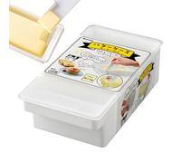 Airtight Butter Dish - Rectangle Cheese Case with Lid | Transparent PP Design, 5x9x16cm Portable Cream Bowl, Frosted White Cover Jam Tray for Countertop Fridge Kitchen