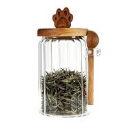 Airtight Coffee Storage Jar, Wooden Lid Container with Scoop