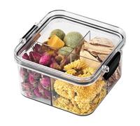 Airtight Food Storage Containers - 4 Compartment Box | 460ml Clear PET | Stackable Lid Organizers, Divided & Tea Bin for Kitchen Pantry Gabinete, Countertop Snack Keeper