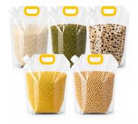 Airtight Grain Storage Bags With Handle, Reusable Cereal Bag and Rice Container, Moisture Proof Food Storage Bag for Dry Goods, Flour, Beans, Pet Food, Kitchen Pantry Organization (5pcs,1.5L)
