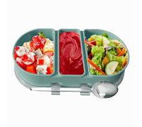 Airtight Snack Boxes - Divided Bowl With Lid, Silicone Meal Prep Storage Containers | Reusable Meal Containers for Sauce Salad Fruit Nut Condiment Travel Workplace Picnic School, Dishwasher Safe