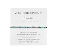 AIRTILY 1 pulsera trenzada con código Morse, impermeable, ajustable, pulsera de la amistad, pulsera adecuada para tu mejor amiga, ideal para cumpleaños, Navidad