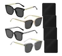 AIRTILY 4 Piezas De Gafas De Sol De Montura Grande Y 4 Gafas De Tela, Gafas De Sol De Tendencia Retro, Gafas De Protección Uv, Monturas Cuadradas De Gran Tamaño, Accesorios De Tendencia Vacacional.