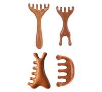 AIRTILY 4 Piezas De Peine De Madera, Peine De Masaje del Cuero Cabelludo, Herramientas De Masaje Manual, Suministros De Cuidado del Cuero Cabelludo.