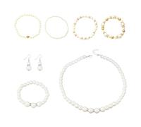 AIRTILY 4 Piezas De Pulseras De Perlas Doradas, 3 Juegos De Joyas De Perlas, Pulseras con Forma De Amor, Pulseras De Boda para Fiestas, Accesorios para Disfraces De Graduación, Joyas.