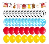 AIRTILY 40 Piezas Cultivan Globos Temáticos Y 1 Pieza De Bandera De Animales Agrícolas, Decoración Creativa Y Divertida, Arreglo De Escenas De Fiesta.