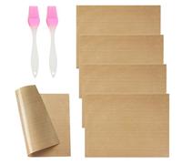 AIRTILY 5 Piezas De Alfombrillas Rectangulares Y 2 Piezas De Pincel De Aceite De Silicona, Alfombra De Hornear Resistente Al Calor, Suministros De Cocina, Accesorios De Deshidratador.